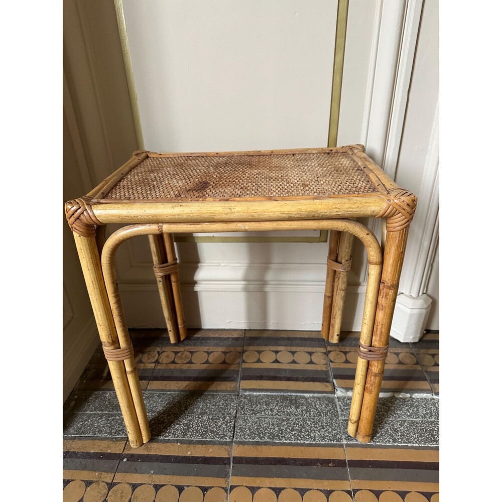French vintage bamboo rattan small coffee or side table classy and elegant